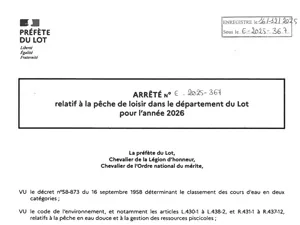 arrêté de la pêche 2026